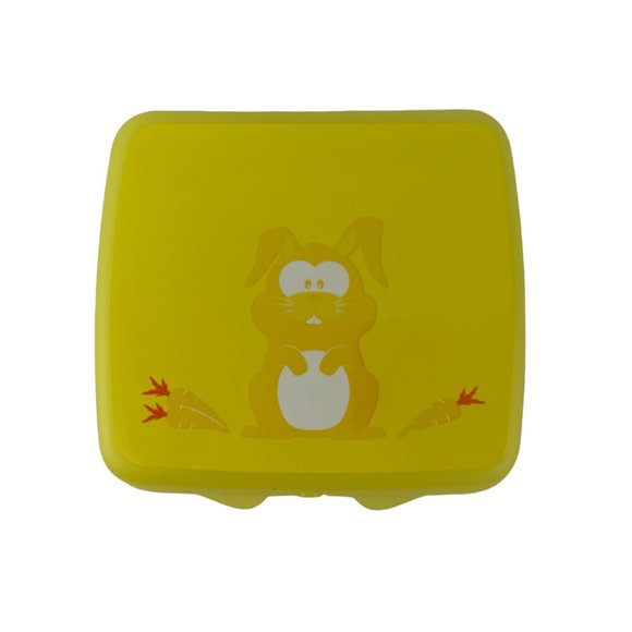 Tupperware Robyn Rabbit Lunch Set Clam Shell Sandwich Keeper Water Bottle Yellow - Picture 3 of 11